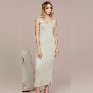 AMUR Indiyah Metallic Knit Midi Dress NWT